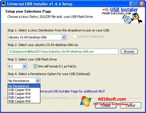 स्क्रीनशॉट Universal USB Installer Windows 10