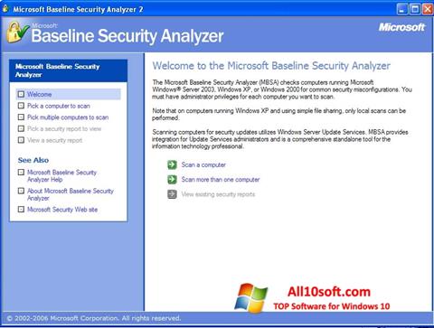 स्क्रीनशॉट Microsoft Baseline Security Analyzer Windows 10