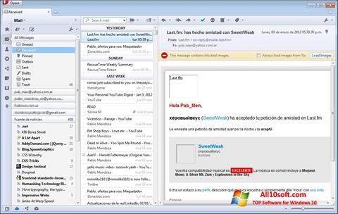 स्क्रीनशॉट Opera Mail Windows 10