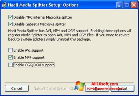 स्क्रीनशॉट Haali Media Splitter Windows 10