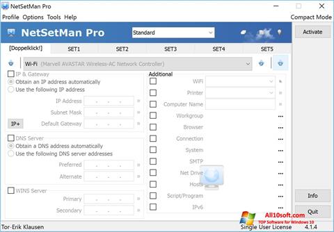 स्क्रीनशॉट NetSetMan Windows 10