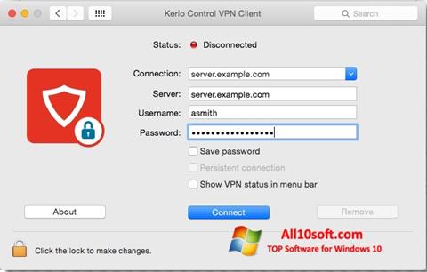 स्क्रीनशॉट Kerio VPN Client Windows 10