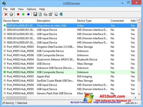 स्क्रीनशॉट USBDeview Windows 10