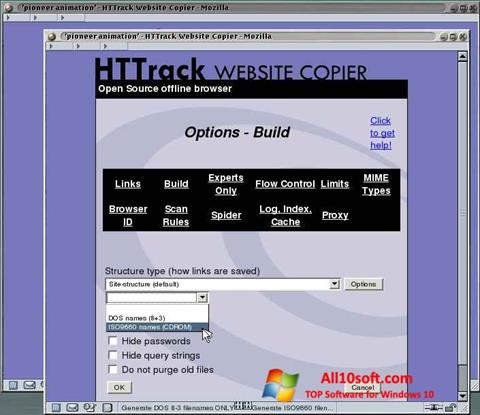 स्क्रीनशॉट HTTrack Website Copier Windows 10