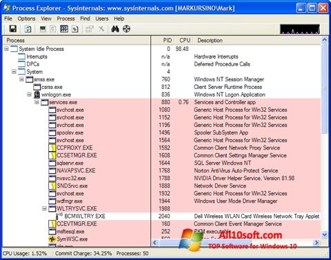 स्क्रीनशॉट Process Explorer Windows 10