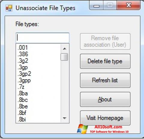 स्क्रीनशॉट Unassociate File Types Windows 10