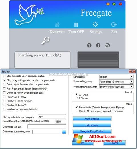 स्क्रीनशॉट Freegate Windows 10