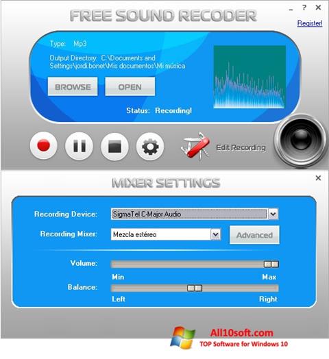 स्क्रीनशॉट Free Sound Recorder Windows 10