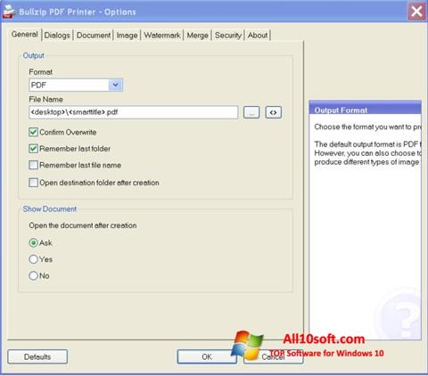 स्क्रीनशॉट BullZip PDF Printer Windows 10